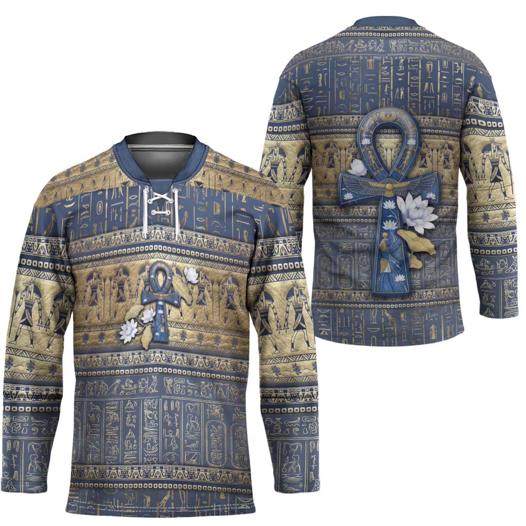 Ankh Egypt Hockey Jersey Egyptian Lotus Flowers