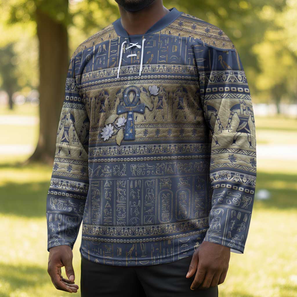 Ankh Egypt Hockey Jersey Egyptian Lotus Flowers