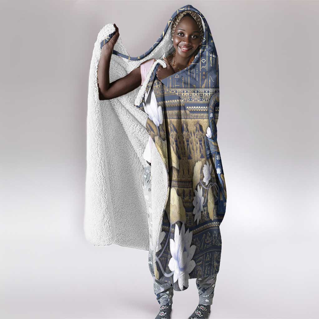 Ankh Egypt Hooded Blanket Egyptian Lotus Flowers