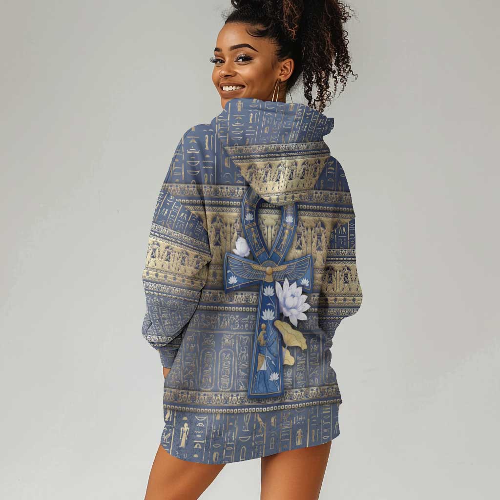 Ankh Egypt Hoodie Dress Egyptian Lotus Flowers