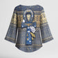 Ankh Egypt Kimono Sleeve Blouse Egyptian Lotus Flowers