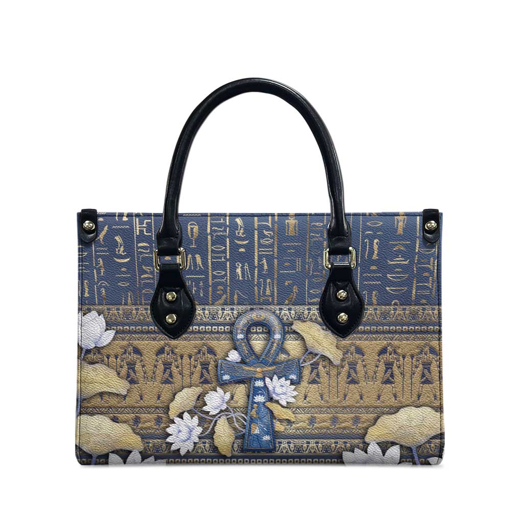 Ankh Egypt Leather Bag Egyptian Lotus Flowers