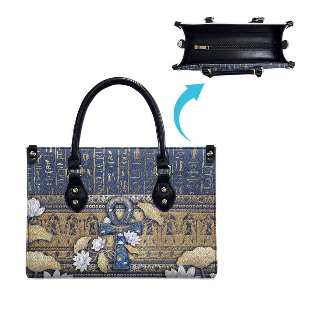 Ankh Egypt Leather Bag Egyptian Lotus Flowers