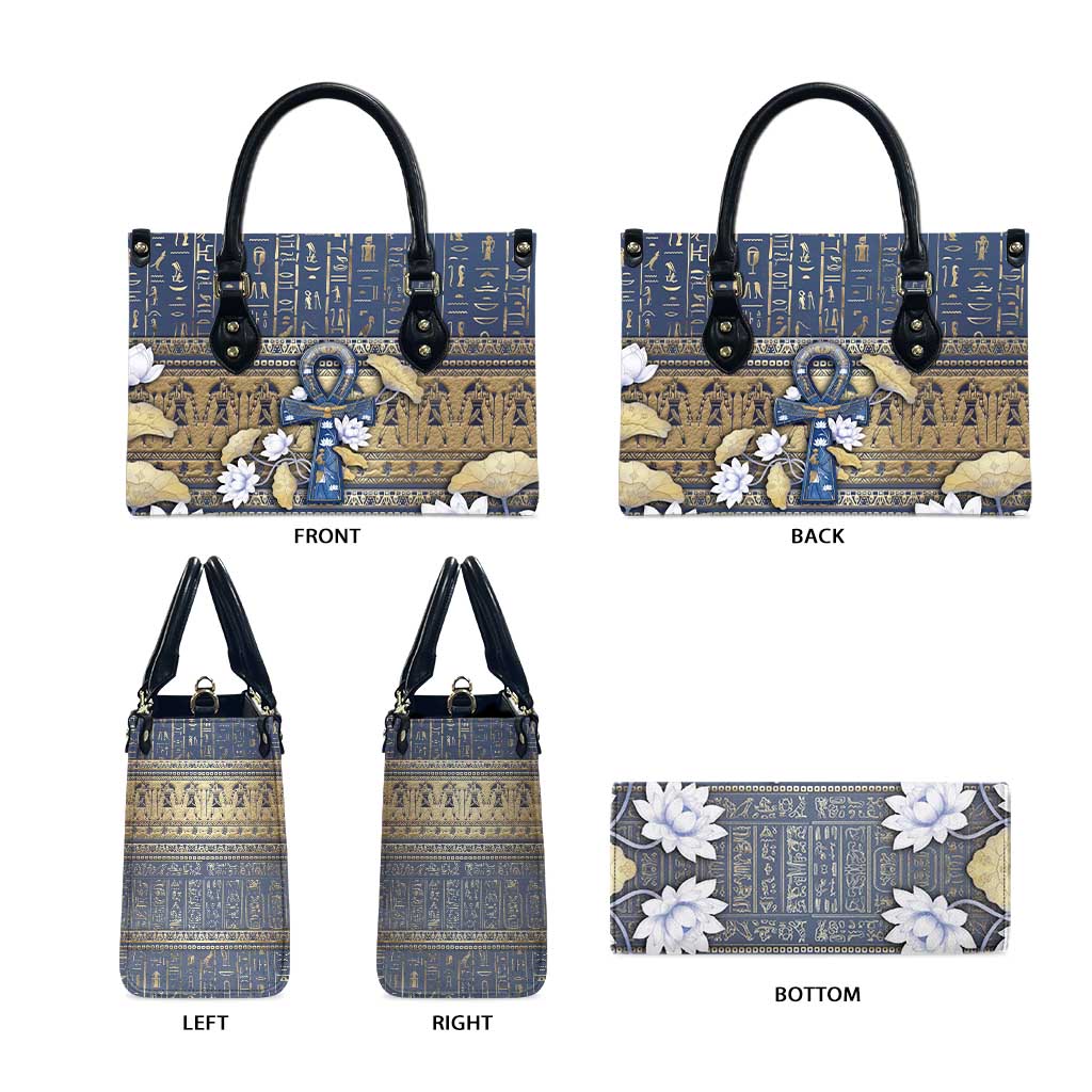 Ankh Egypt Leather Bag Egyptian Lotus Flowers