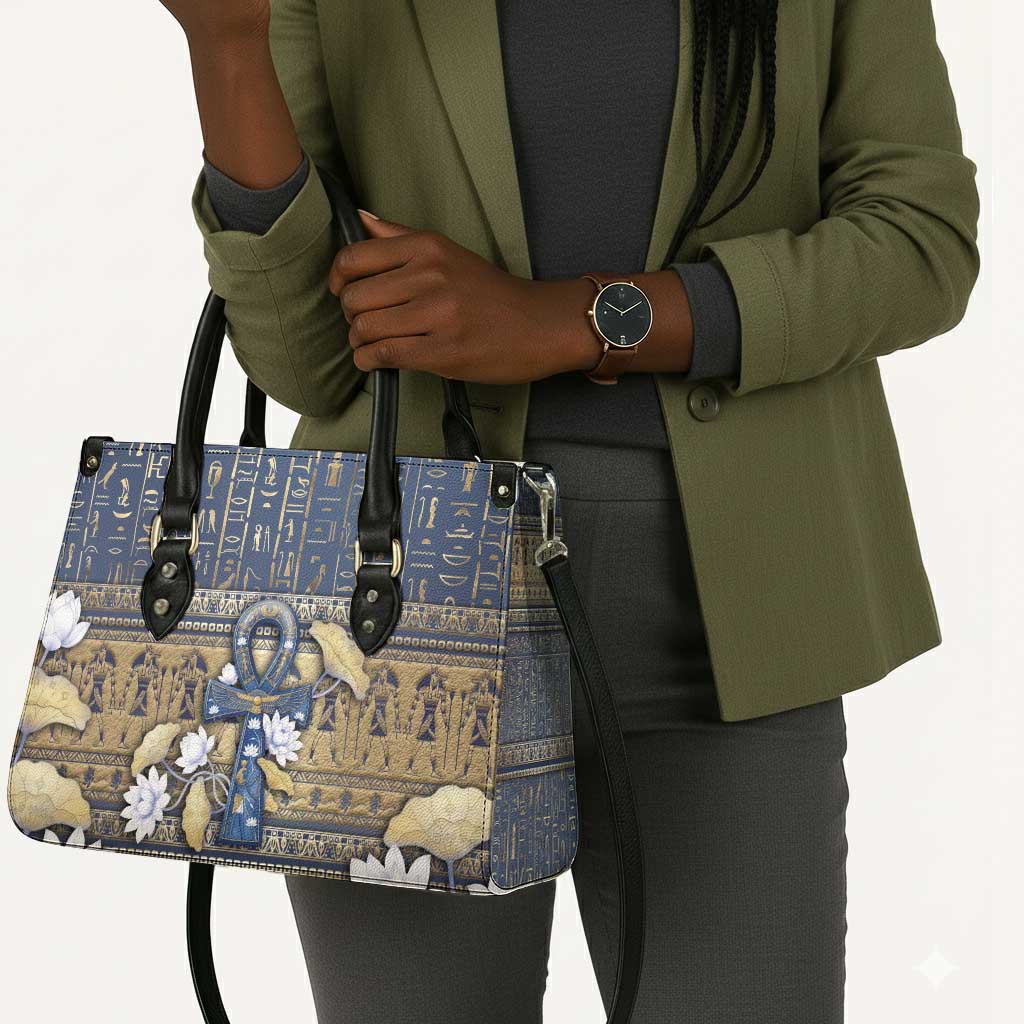 Ankh Egypt Leather Bag Egyptian Lotus Flowers