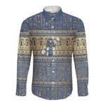 Ankh Egypt Long Sleeve Button Shirt Egyptian Lotus Flowers