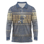 Ankh Egypt Long Sleeve Polo Shirt Egyptian Lotus Flowers