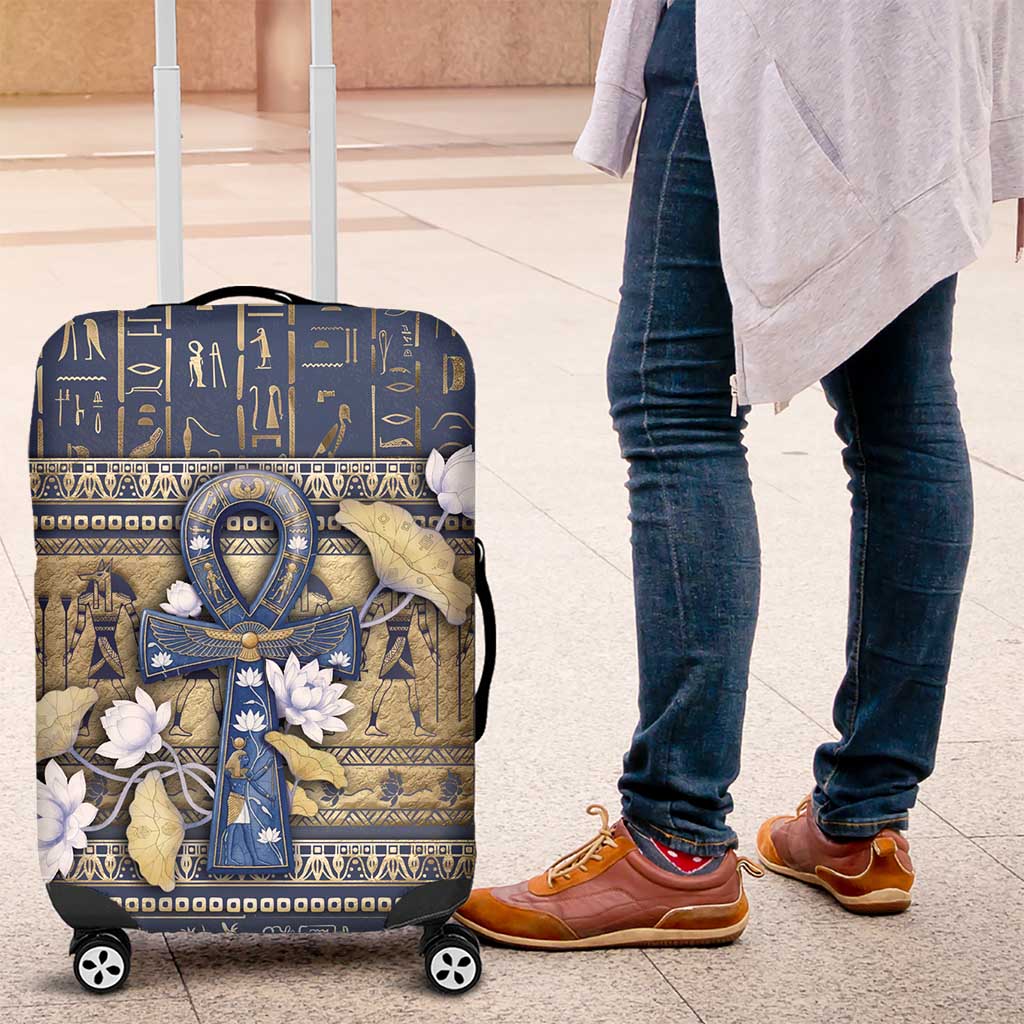 Ankh Egypt Luggage Cover Egyptian Lotus Flowers