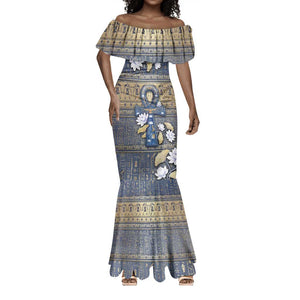 Ankh Egypt Mermaid Dress Egyptian Lotus Flowers