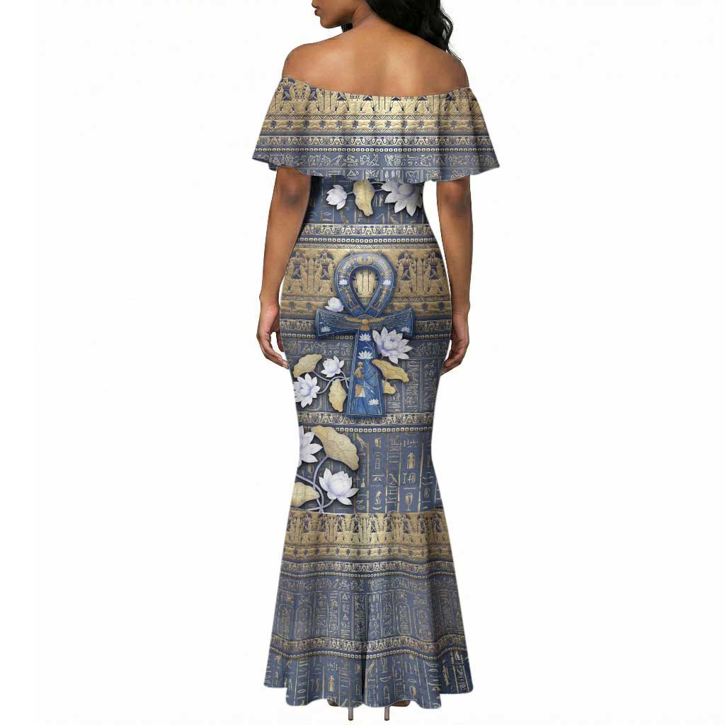 Ankh Egypt Mermaid Dress Egyptian Lotus Flowers