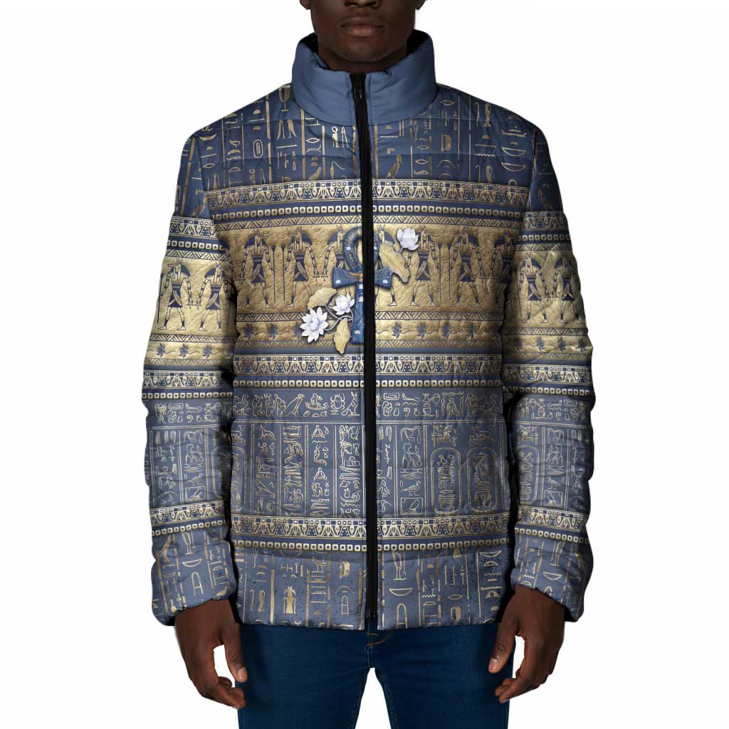 Ankh Egypt Padded Jacket Egyptian Lotus Flowers