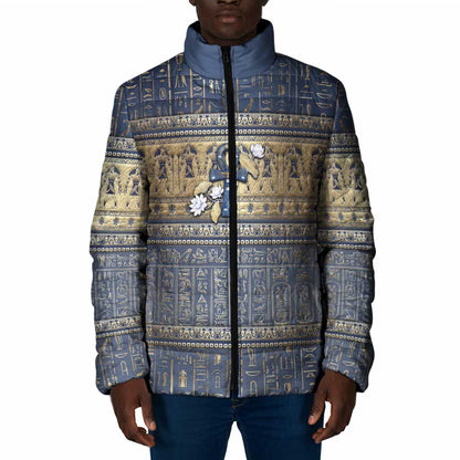 Ankh Egypt Padded Jacket Egyptian Lotus Flowers