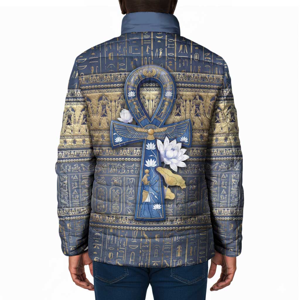 Ankh Egypt Padded Jacket Egyptian Lotus Flowers