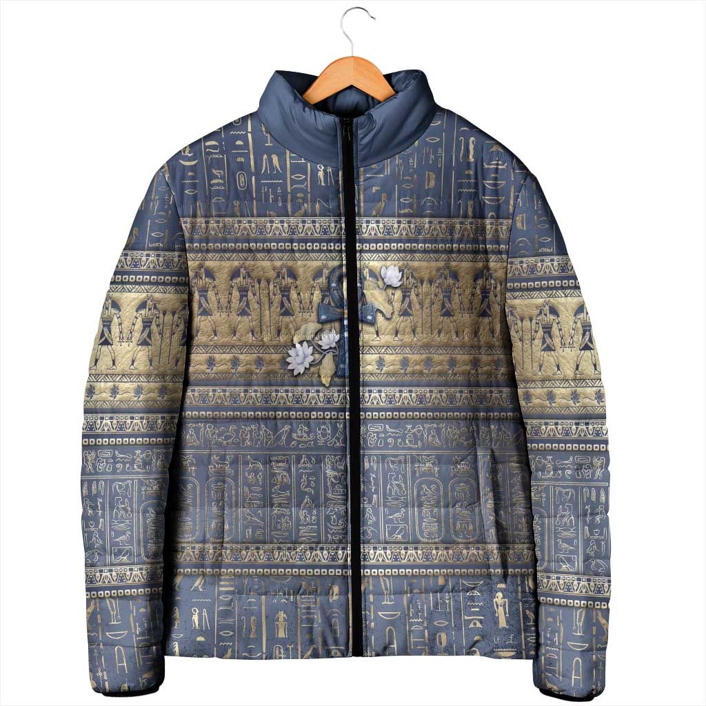 Ankh Egypt Padded Jacket Egyptian Lotus Flowers