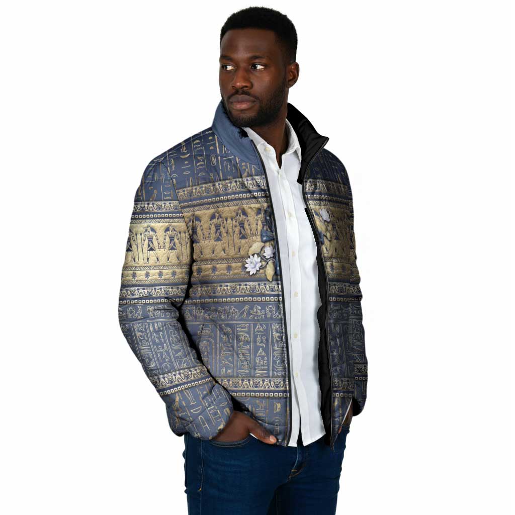 Ankh Egypt Padded Jacket Egyptian Lotus Flowers