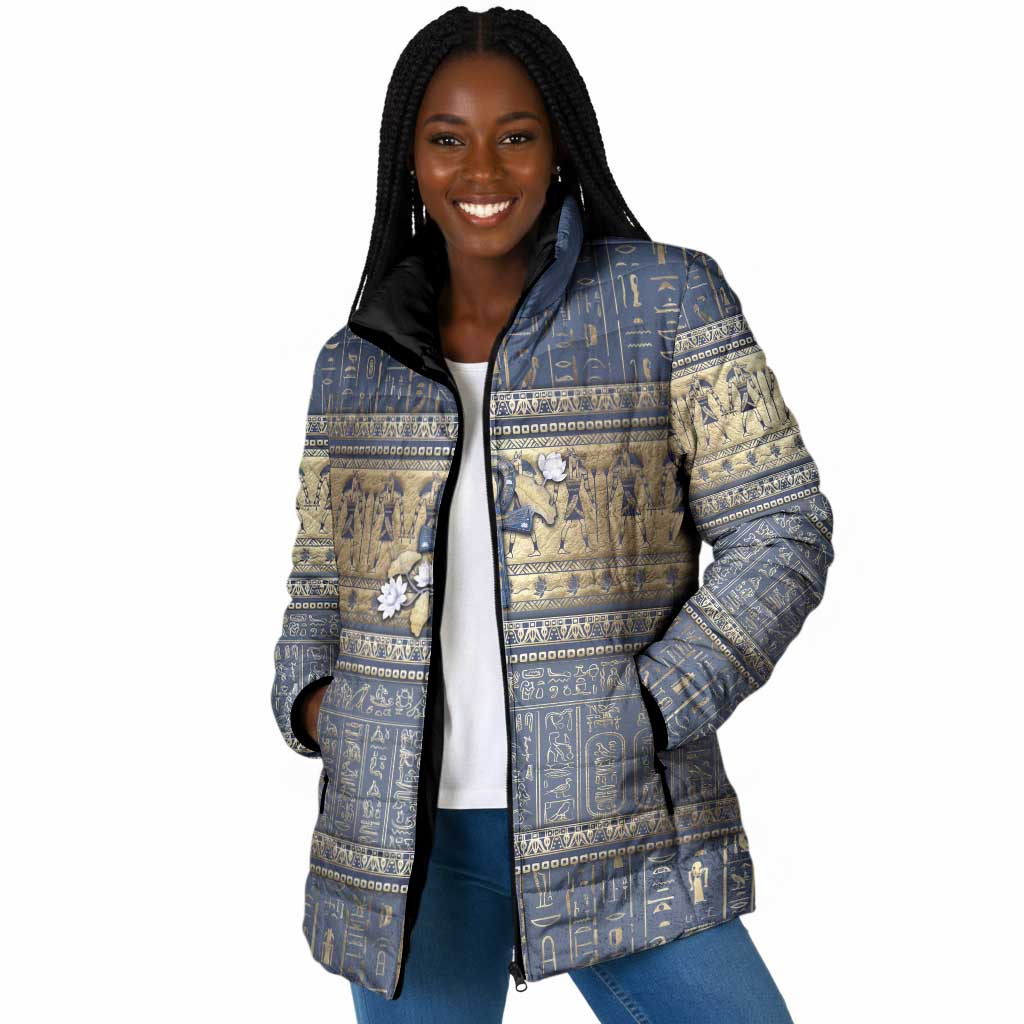 Ankh Egypt Padded Jacket Egyptian Lotus Flowers