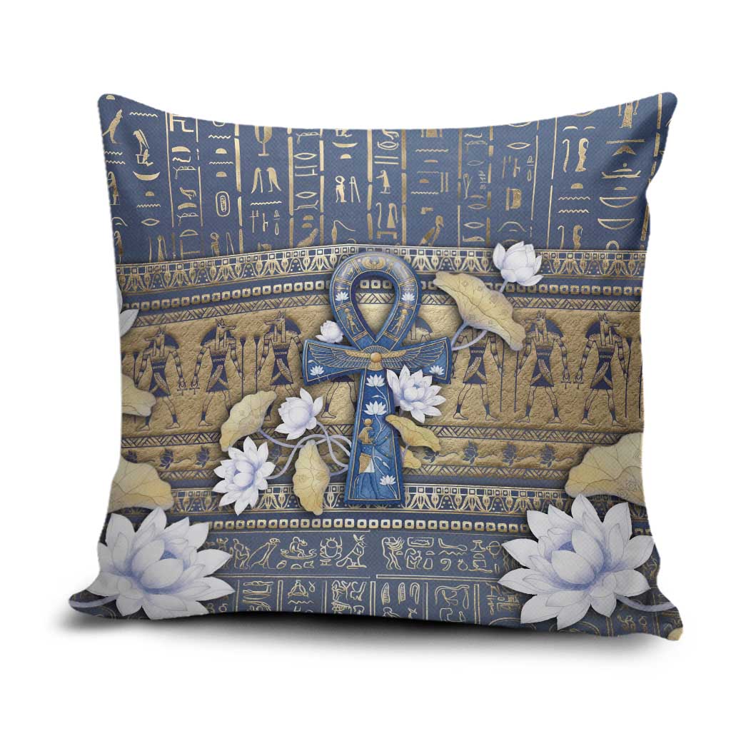 Ankh Egypt Pillow Cover Egyptian Lotus Flowers