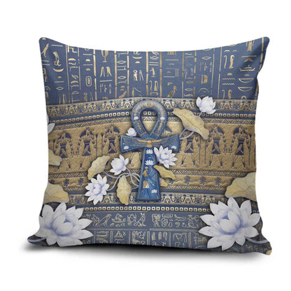 Ankh Egypt Pillow Cover Egyptian Lotus Flowers