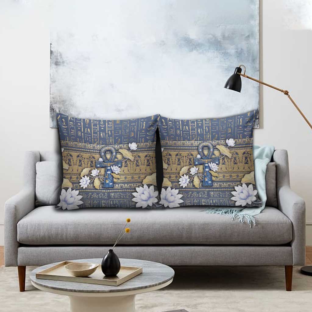 Ankh Egypt Pillow Cover Egyptian Lotus Flowers