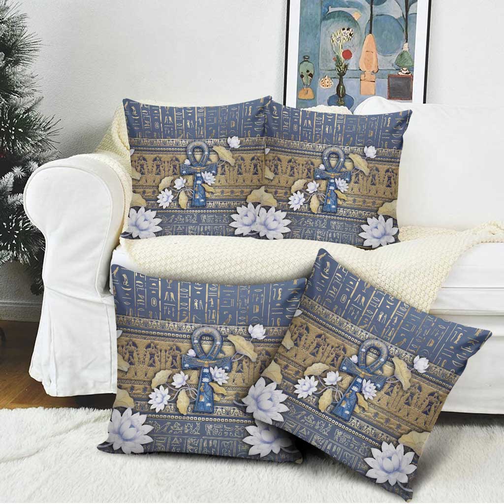 Ankh Egypt Pillow Cover Egyptian Lotus Flowers