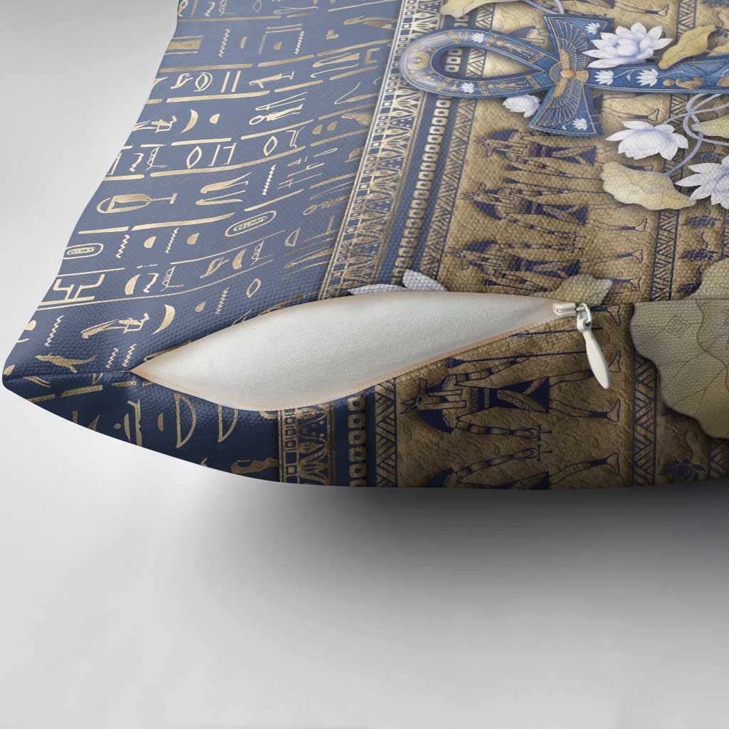 Ankh Egypt Pillow Cover Egyptian Lotus Flowers