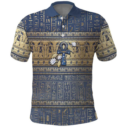 Ankh Egypt Polo Shirt Egyptian Lotus Flowers