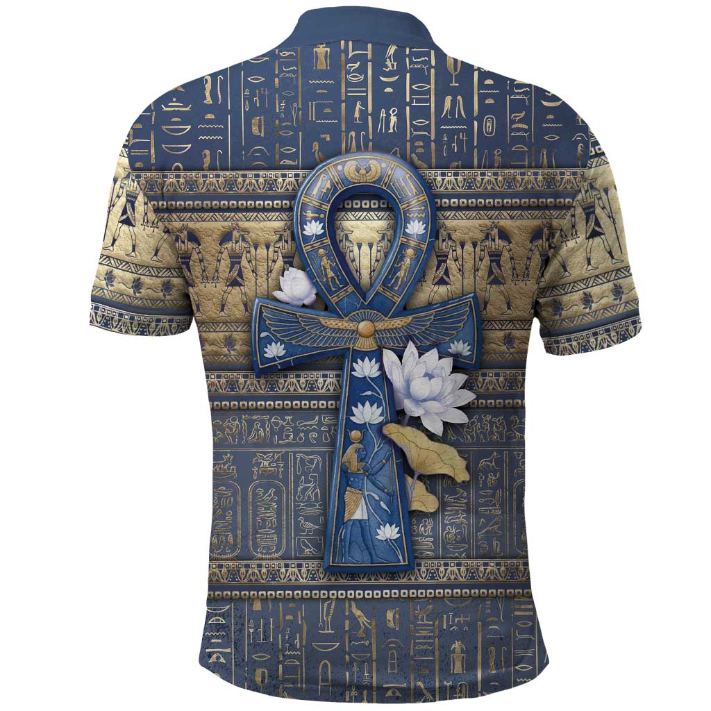 Ankh Egypt Polo Shirt Egyptian Lotus Flowers