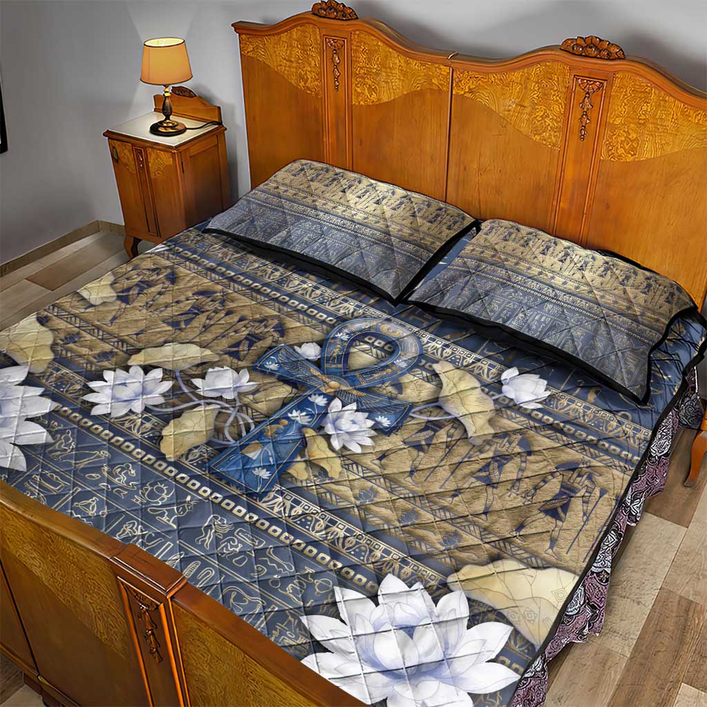 Ankh Egypt Quilt Bed Set Egyptian Lotus Flowers