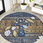 Ankh Egypt Round Carpet Egyptian Lotus Flowers
