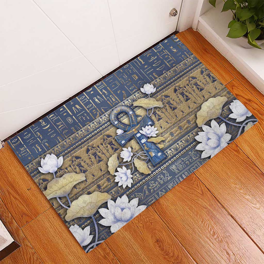 Ankh Egypt Rubber Doormat Egyptian Lotus Flowers