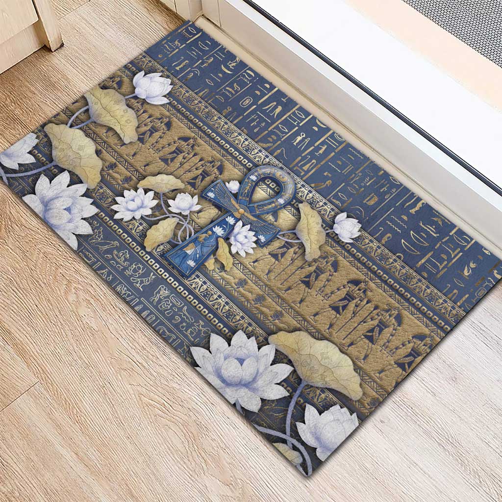 Ankh Egypt Rubber Doormat Egyptian Lotus Flowers