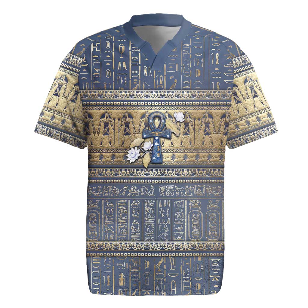 Ankh Egypt Rugby Jersey Egyptian Lotus Flowers