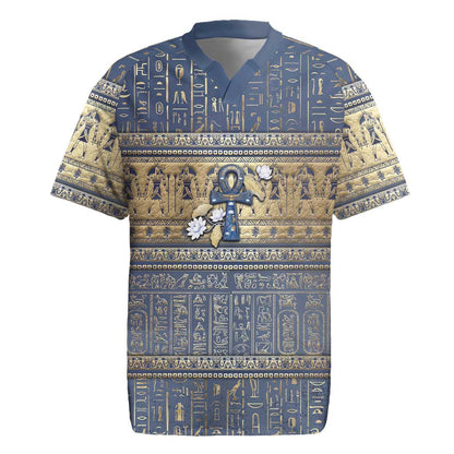 Ankh Egypt Rugby Jersey Egyptian Lotus Flowers
