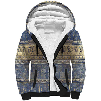 Ankh Egypt Sherpa Hoodie Egyptian Lotus Flowers