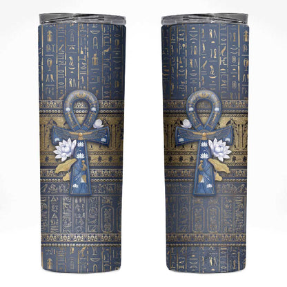 Ankh Egypt Skinny Tumbler Egyptian Lotus Flowers