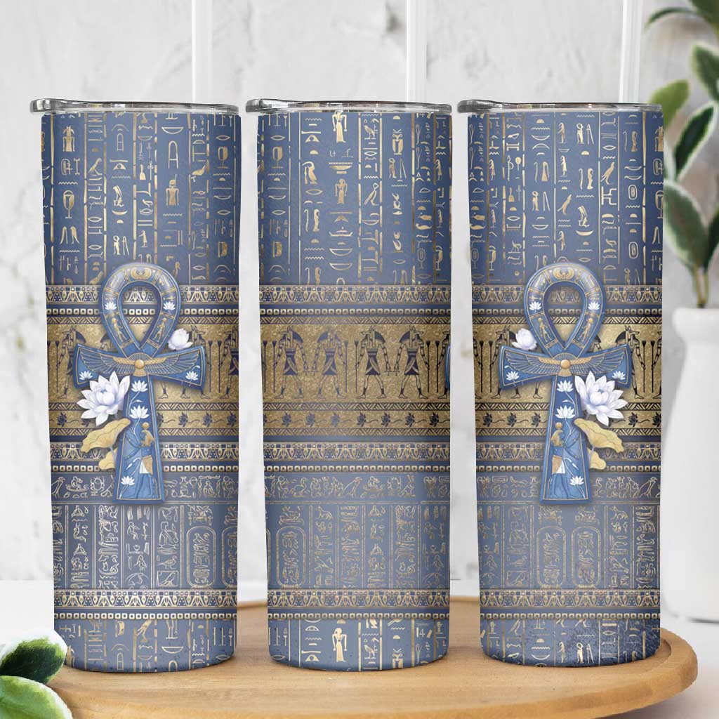 Ankh Egypt Skinny Tumbler Egyptian Lotus Flowers