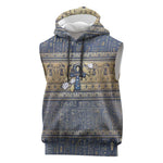 Ankh Egypt Sleeveless Hoodie Egyptian Lotus Flowers