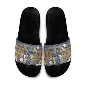 Ankh Egypt Slide Sandals Egyptian Lotus Flowers