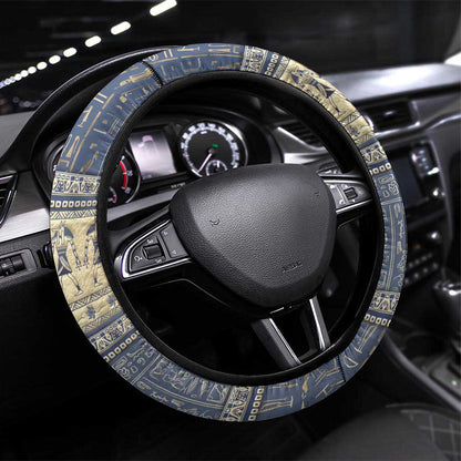 Ankh Egypt Steering Wheel Cover Egyptian Lotus Flowers