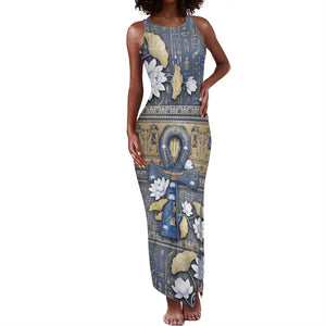 Ankh Egypt Tank Maxi Dress Egyptian Lotus Flowers