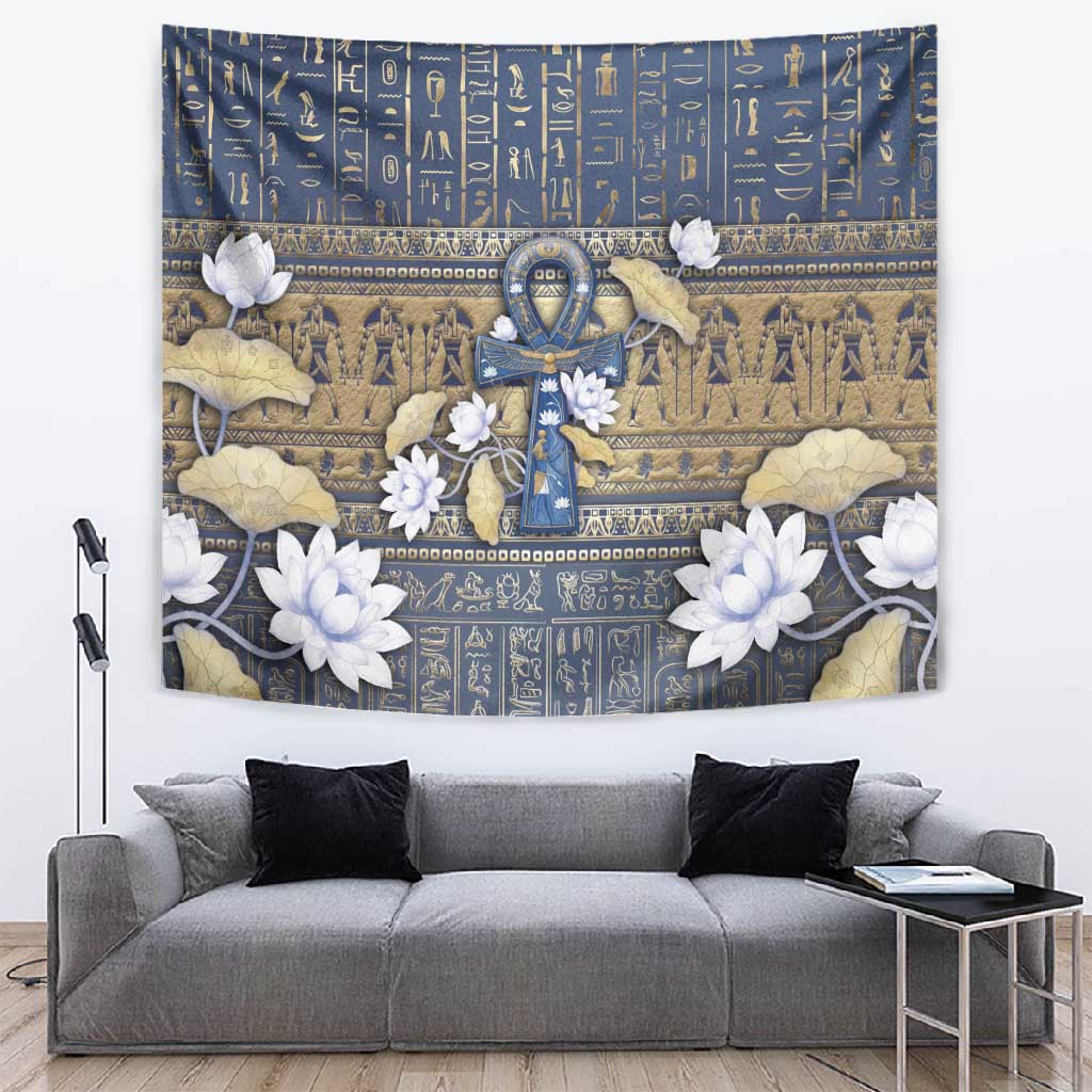 Ankh Egypt Tapestry Egyptian Lotus Flowers