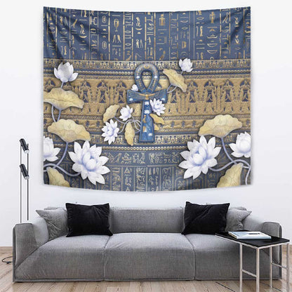 Ankh Egypt Tapestry Egyptian Lotus Flowers