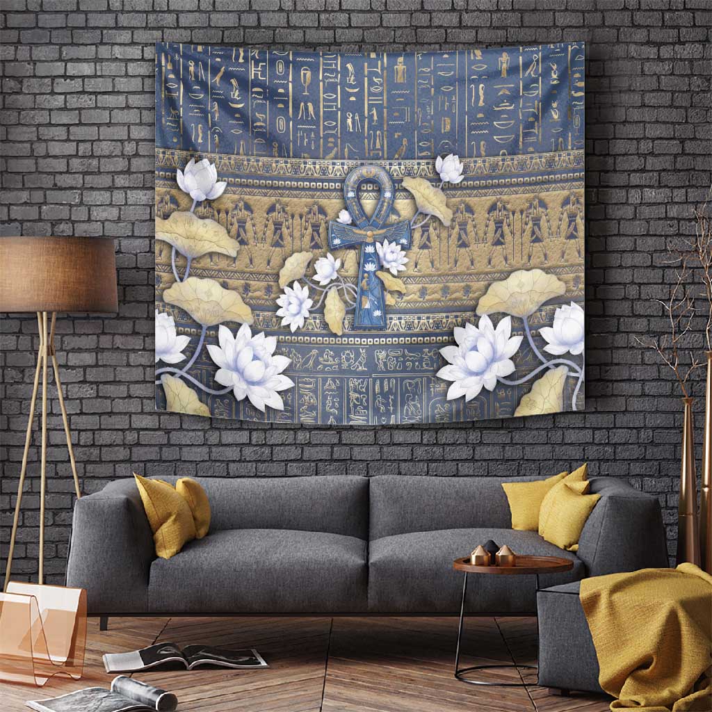 Ankh Egypt Tapestry Egyptian Lotus Flowers