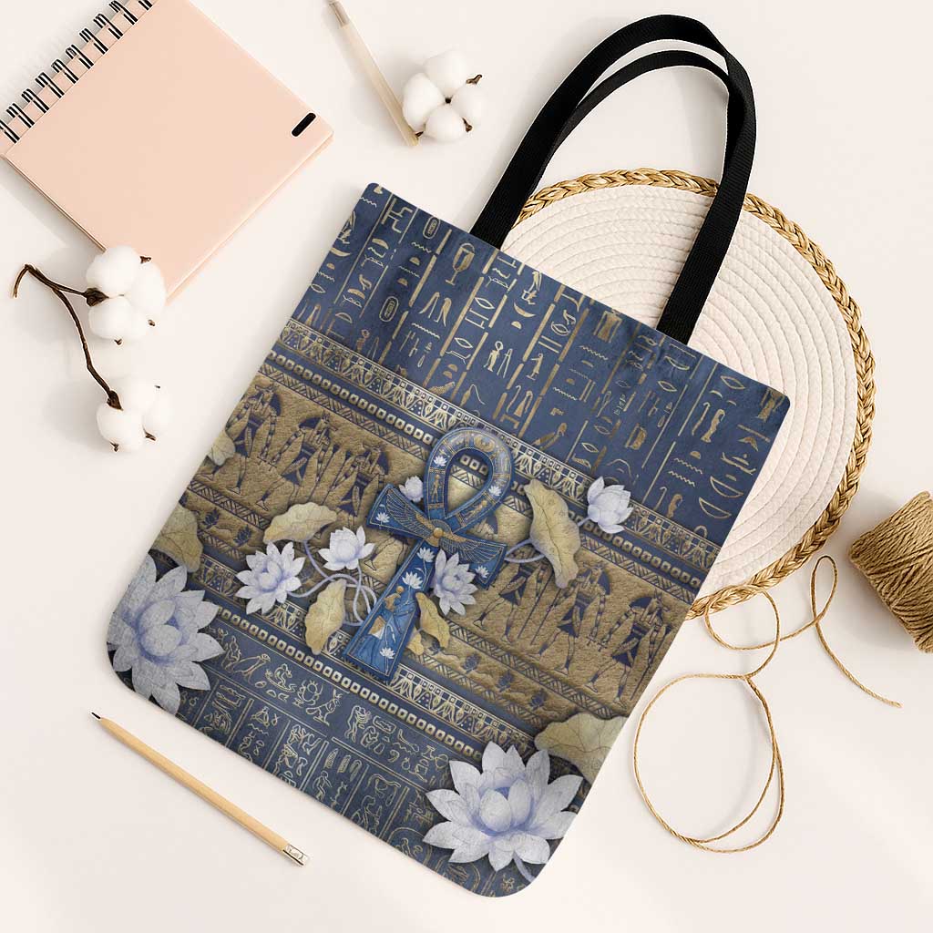 Ankh Egypt Tote Bag Egyptian Lotus Flowers