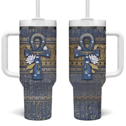 Ankh Egypt Tumbler With Handle Egyptian Lotus Flowers