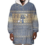 Ankh Egypt Wearable Blanket Hoodie Egyptian Lotus Flowers