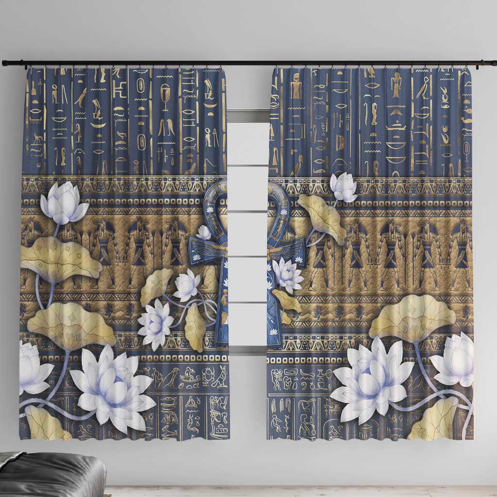Ankh Egypt Window Curtain Egyptian Lotus Flowers