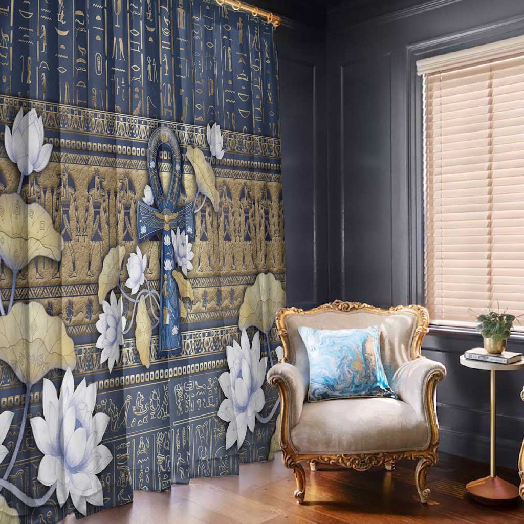 Ankh Egypt Window Curtain Egyptian Lotus Flowers