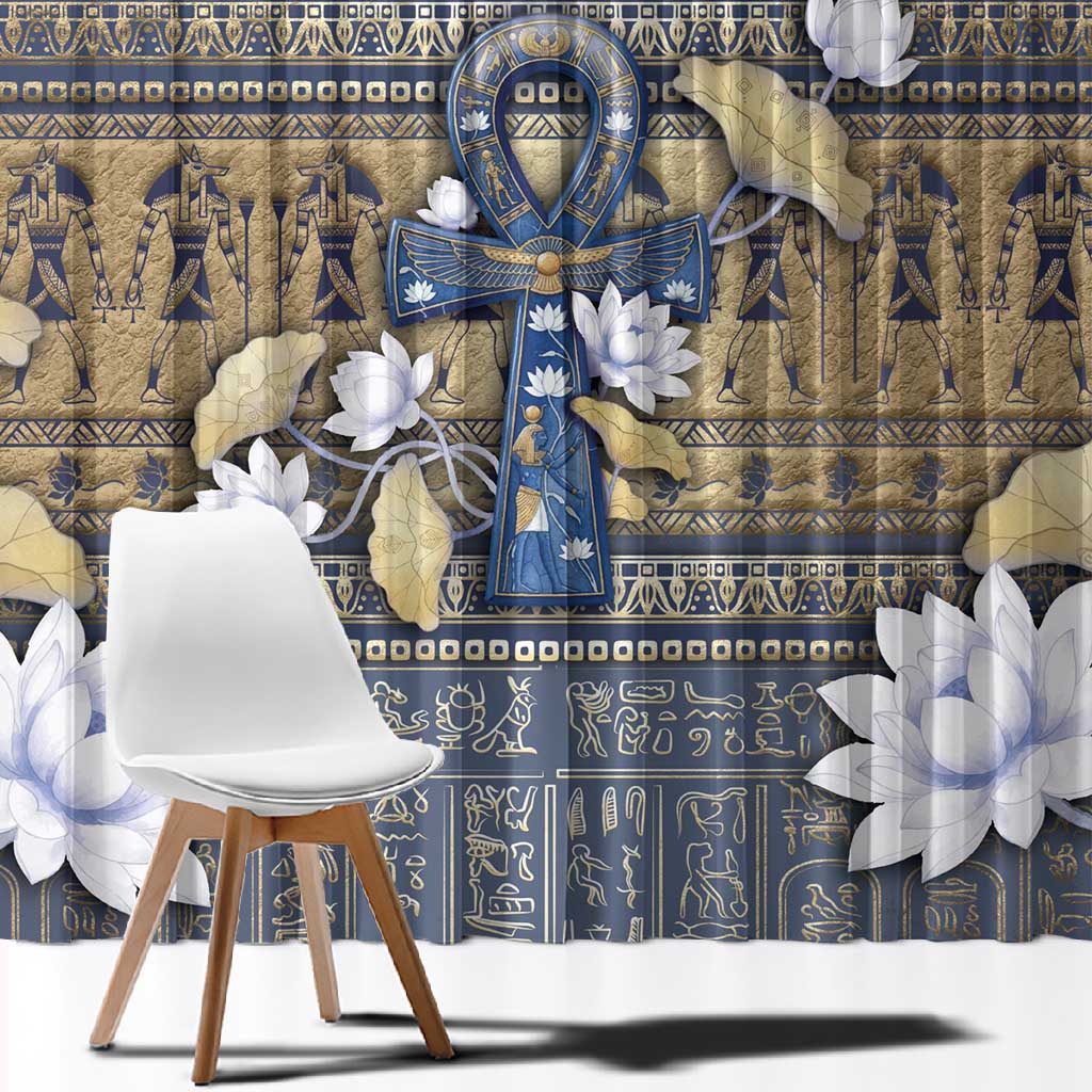 Ankh Egypt Window Curtain Egyptian Lotus Flowers