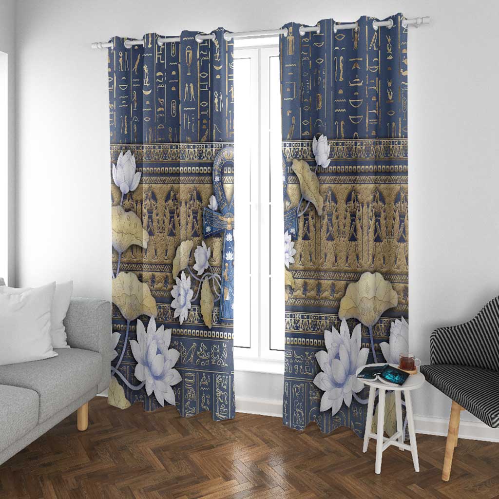Ankh Egypt Window Curtain Egyptian Lotus Flowers